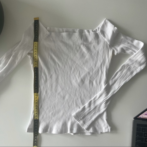 Zara ribbed white off-the-shoulder long sleeve - Picture 6 of 9